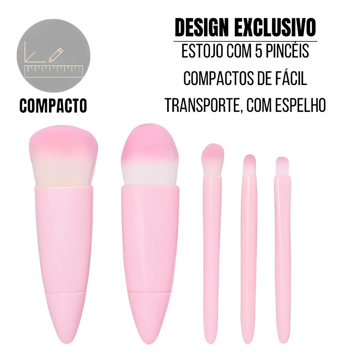 Estojo com Espelho + 5 Pincéis