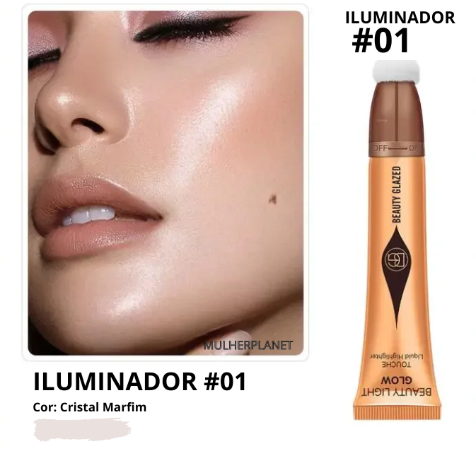 Kit Blush líquido, Contorno e Iluminador - Beauty Glazed