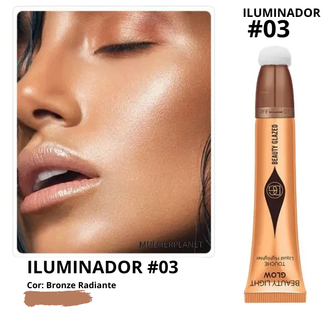 Kit Blush líquido, Contorno e Iluminador - Beauty Glazed