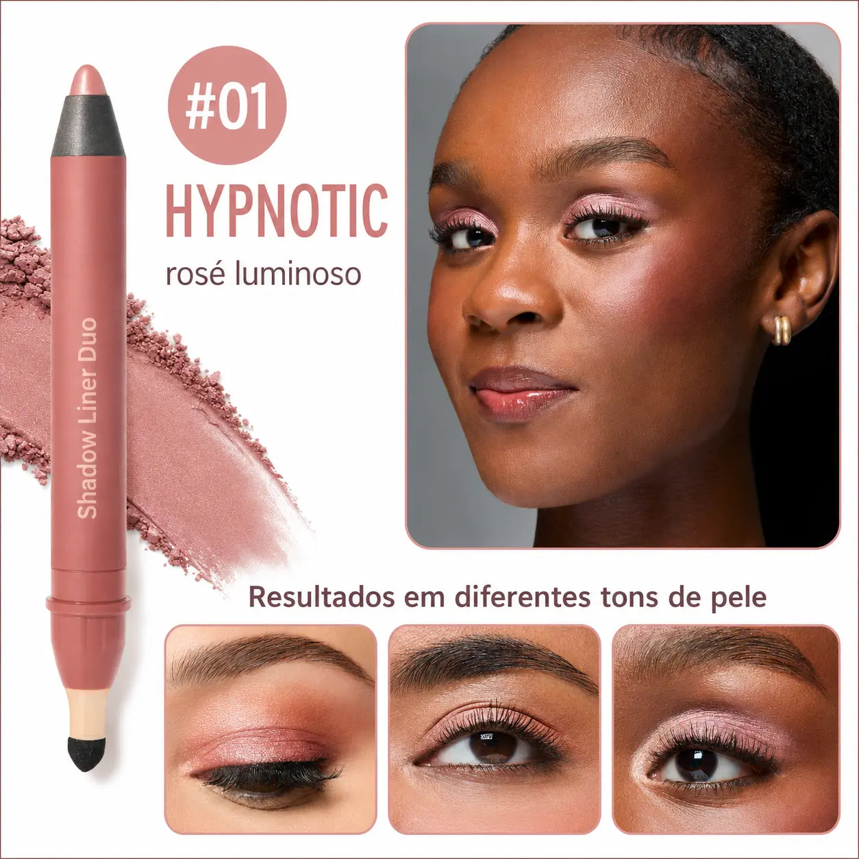 3 Unidades - Shadow Liner Duo - Delineador e Sombra com Esponja Esfumadora