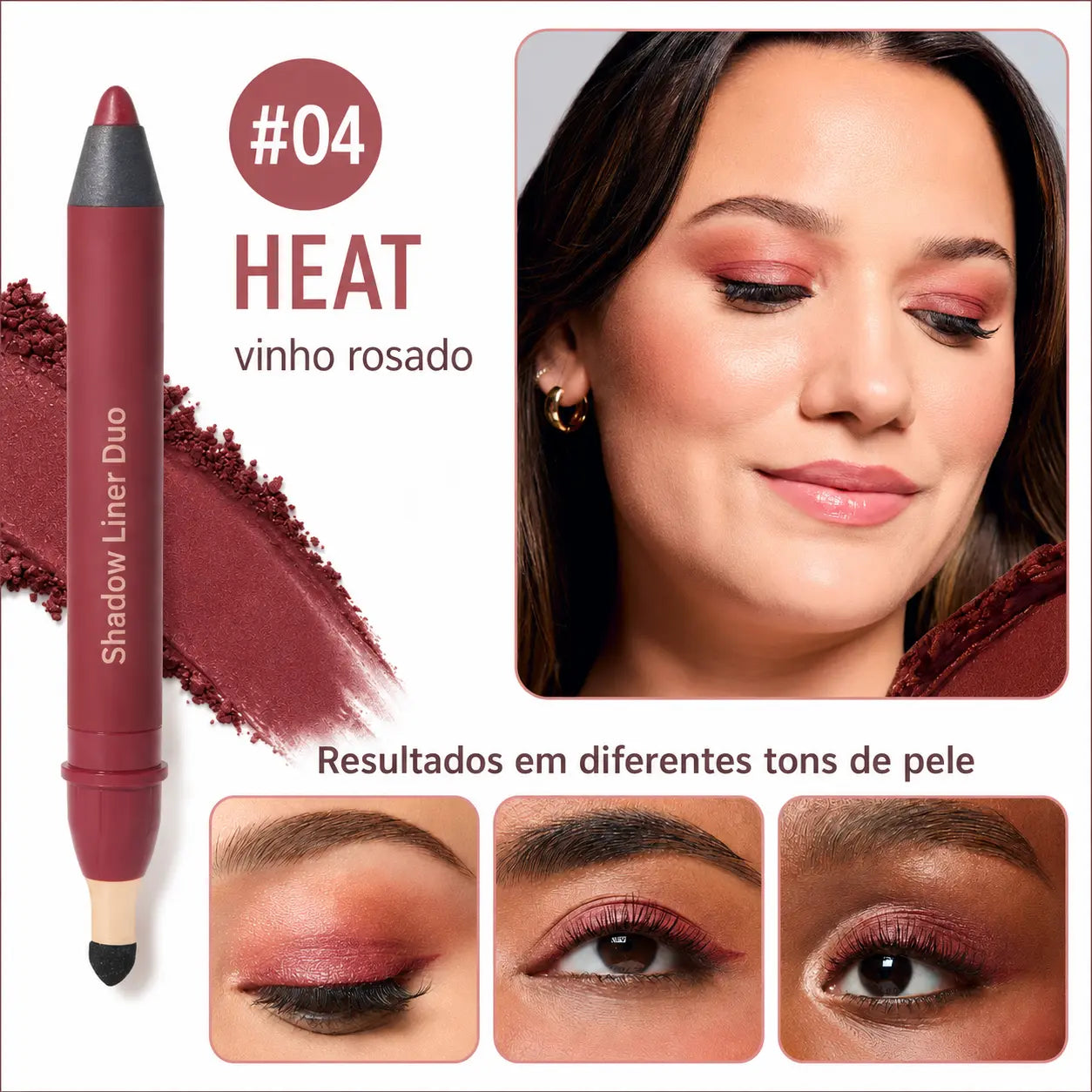 3 Unidades - Shadow Liner Duo - Delineador e Sombra com Esponja Esfumadora