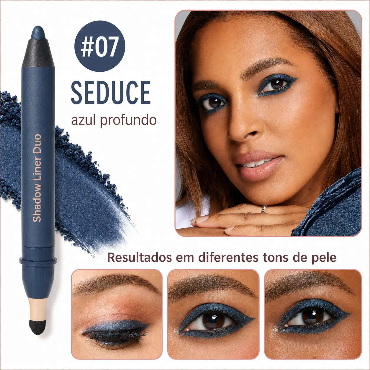 3 Unidades - Shadow Liner Duo - Delineador e Sombra com Esponja Esfumadora