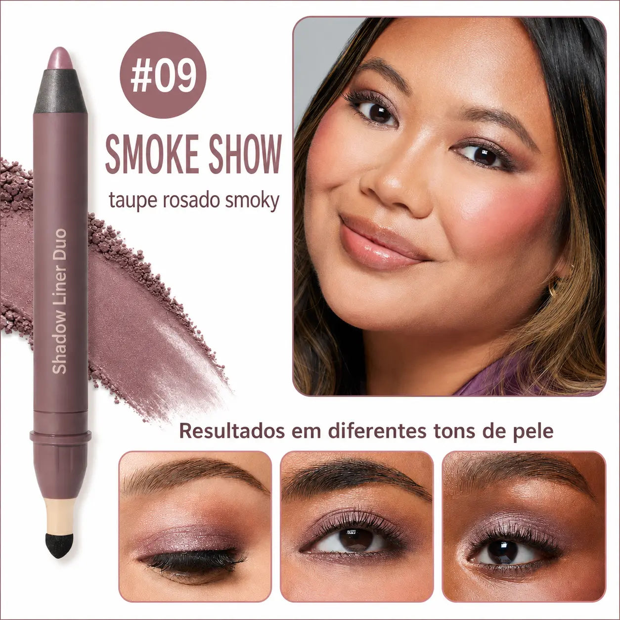 3 Unidades - Shadow Liner Duo - Delineador e Sombra com Esponja Esfumadora