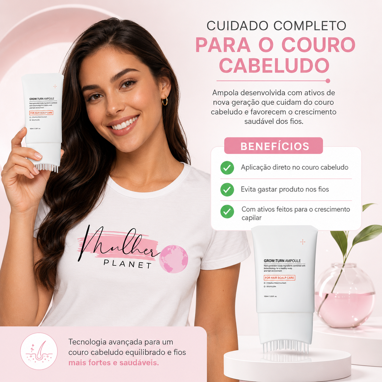 Grown Turn Ampoule — Serum com aplicador para couro cabeludo