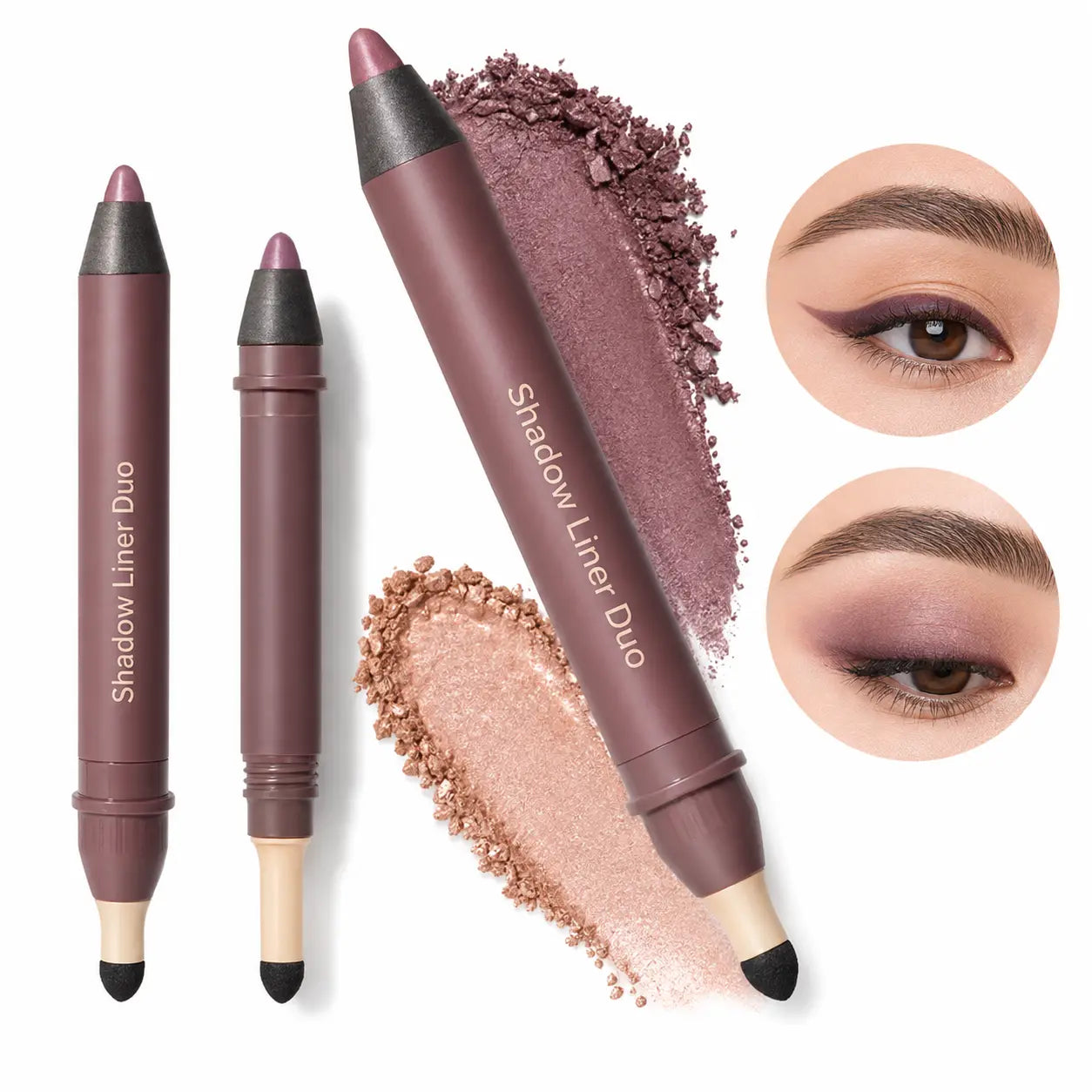 3 Unidades - Shadow Liner Duo - Delineador e Sombra com Esponja Esfumadora