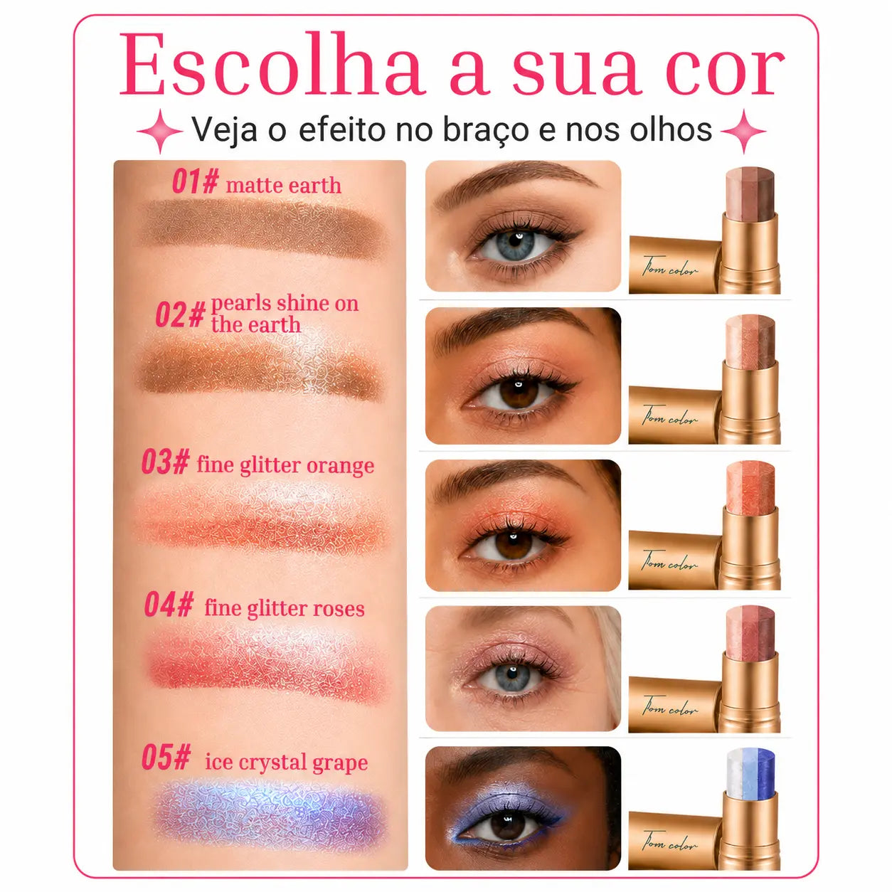 3 UNIDADES Stick Sombra degradê 3 em 1 - Three Color