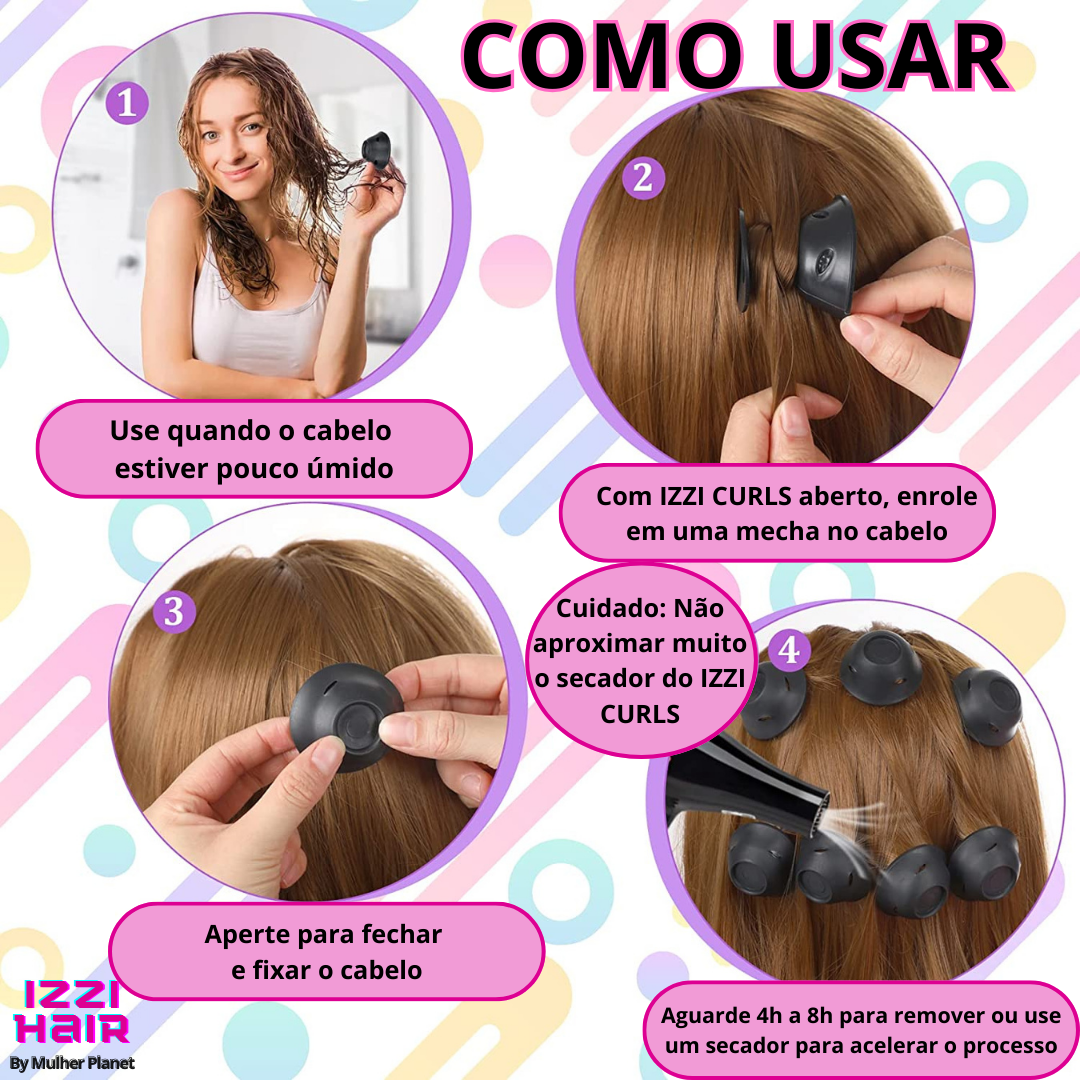 IZZI CURLS - Modelador de Cachos de SILICONE (FRETE GRÁTIS)