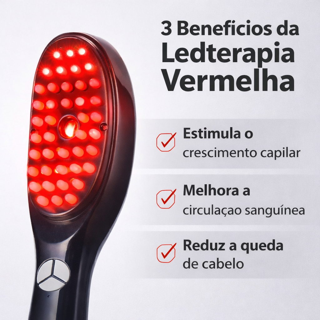 Escova Difusora Com Led e Massagem - LED BRUSH 4 EM 1