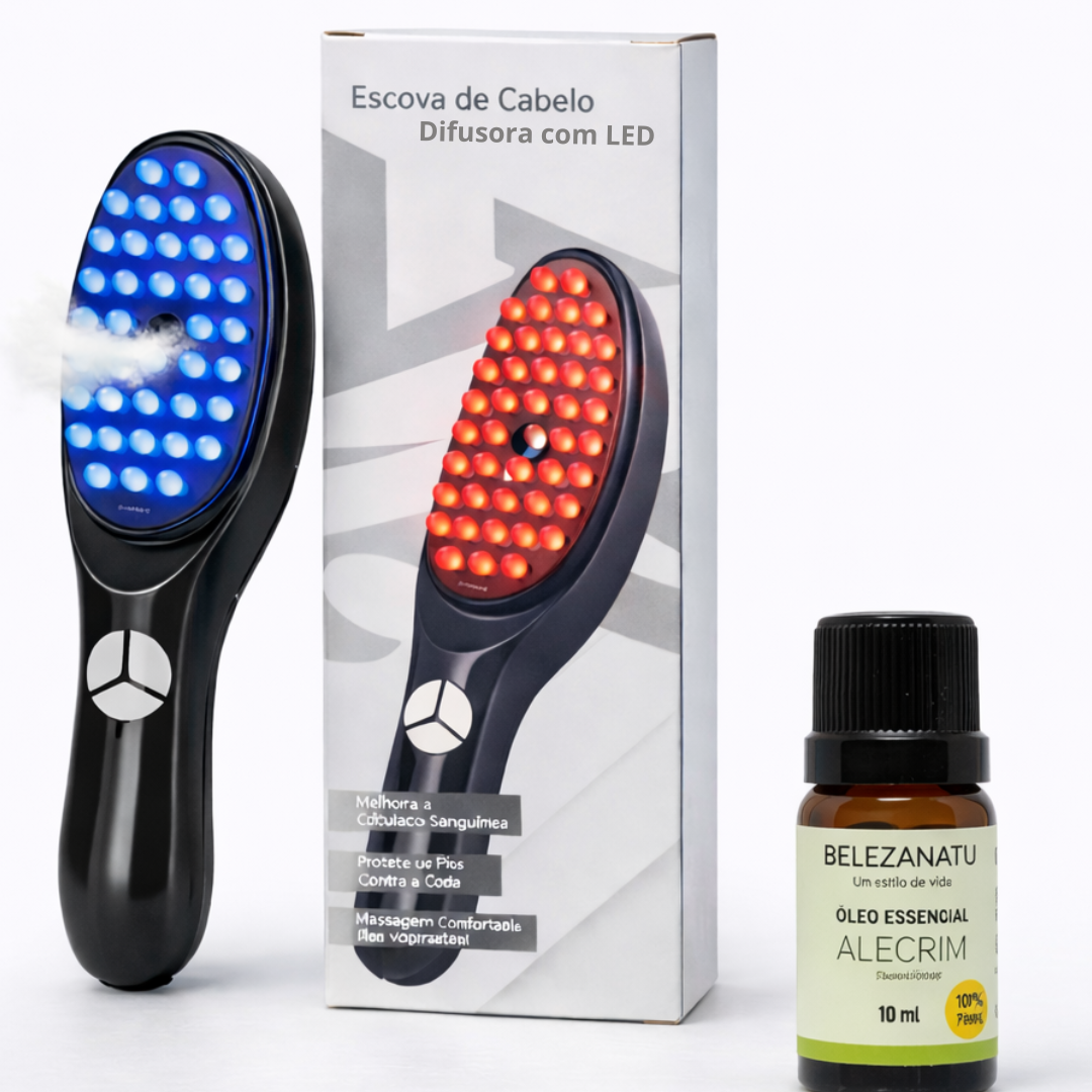 Escova Difusora Com Led e Massagem - LED BRUSH 4 EM 1
