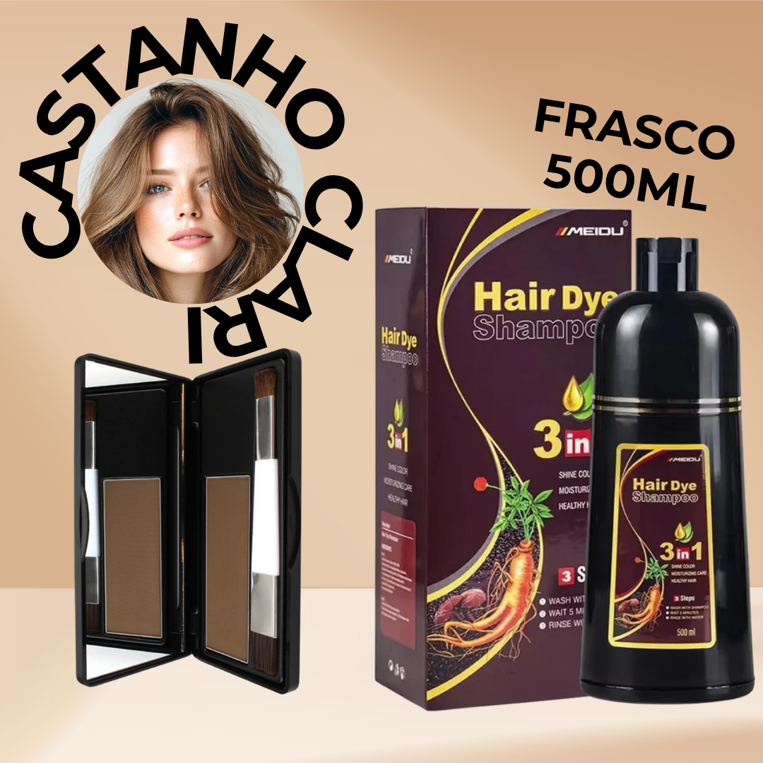 Kit coloração - Permanente + Temporário (Shampoo Tonalizante e Retocador de Raiz)