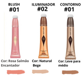 Kit Blush líquido, Contorno e Iluminador -  Beauty Glazed