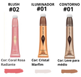 Kit Blush líquido, Contorno e Iluminador -  Beauty Glazed