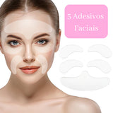 5 Adesivos de Silicone Reutilizaveis Anti-Rugas e Linhas de Expressão para rosto