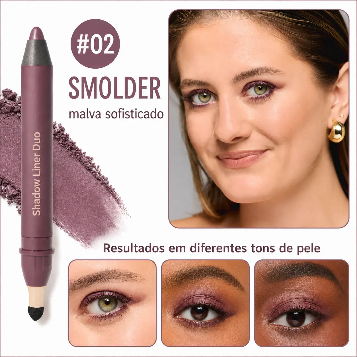 3 Unidades - Shadow Liner Duo - Delineador e Sombra com Esponja Esfumadora
