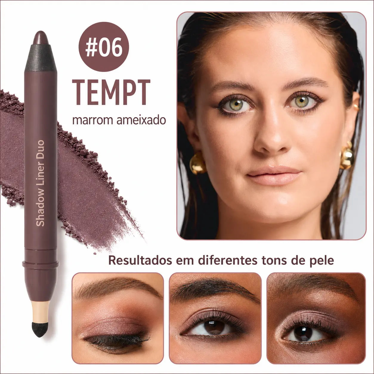 3 Unidades - Shadow Liner Duo - Delineador e Sombra com Esponja Esfumadora