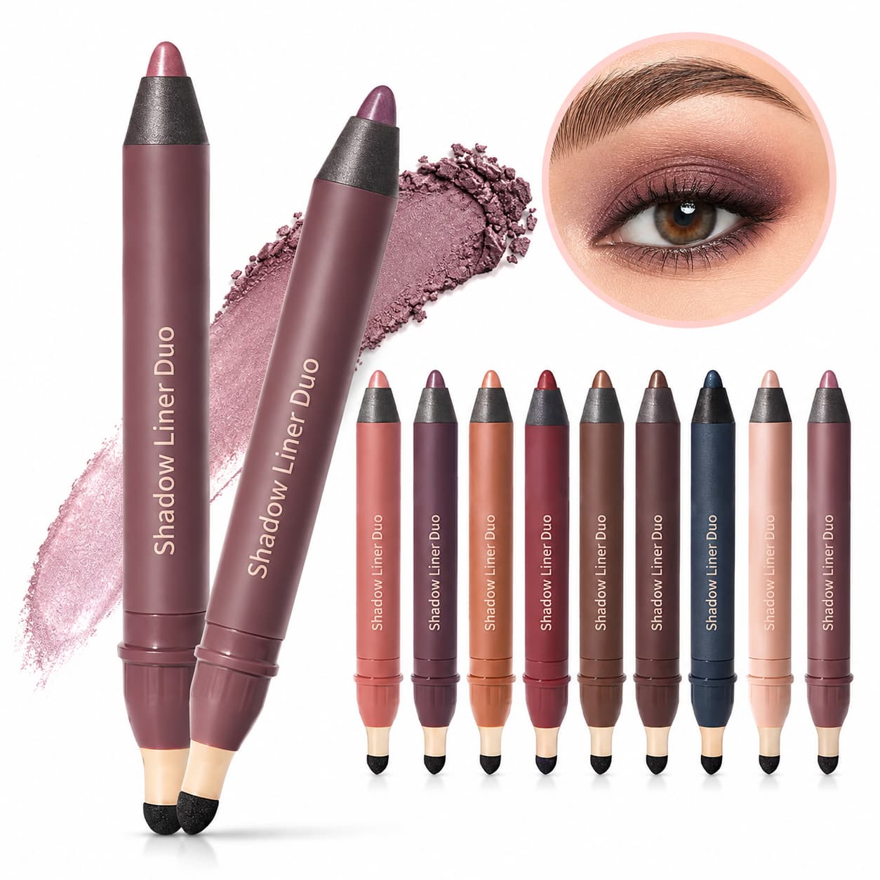 3 Unidades - Shadow Liner Duo - Delineador e Sombra com Esponja Esfumadora