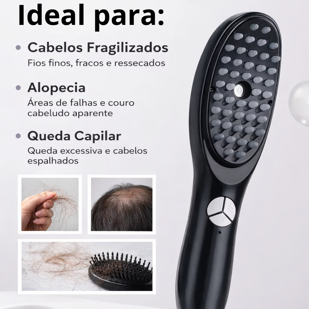 Escova Difusora Com Led e Massagem - LED BRUSH 4 EM 1