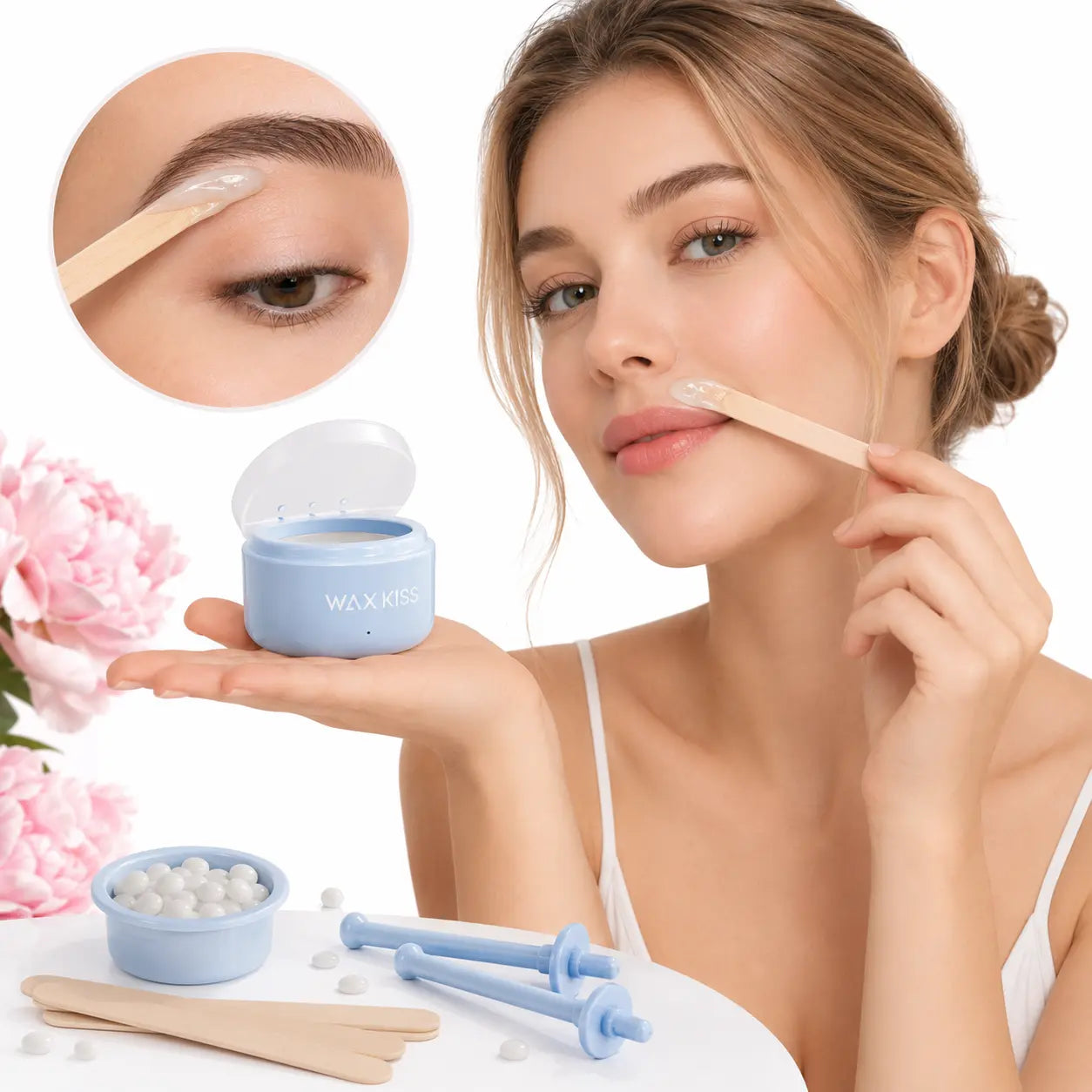 Wax Kiss – Kit com Mini Aquecedor de Cera para Depilação Facial