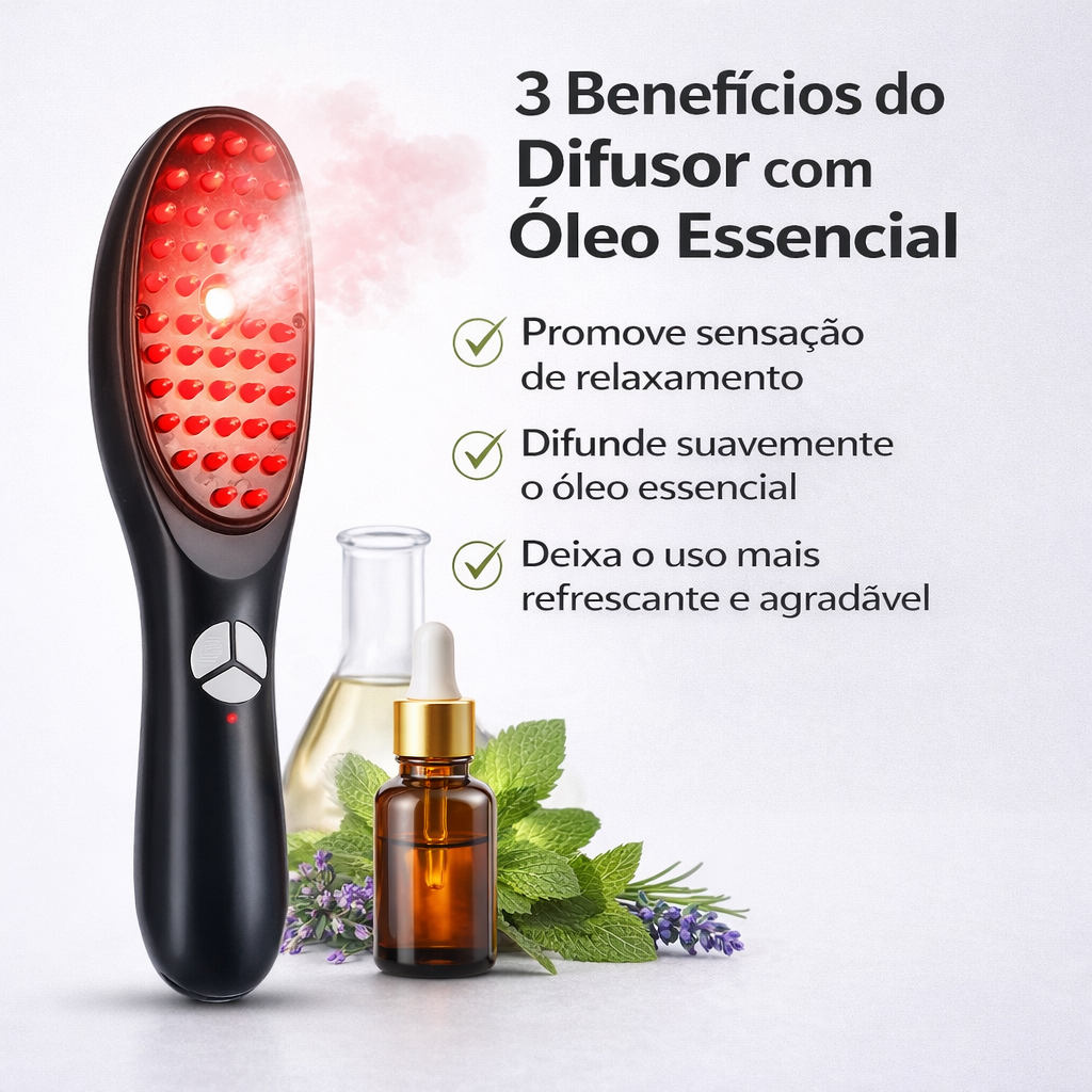 Escova Difusora Com Led e Massagem - LED BRUSH 4 EM 1